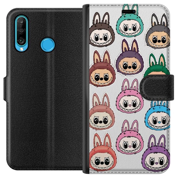 Huawei P30 lite Tegnebogsetui Labubu Macaron Monster - Nuttet