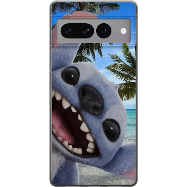 Google Pixel 7 Pro Gennemsigtig cover Stitch-telefonetaske med palmer i sødt venskabsdesign.