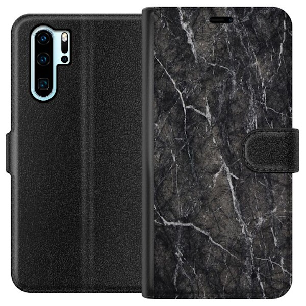 Huawei P30 Pro Tegnebogsetui Sort Marmor