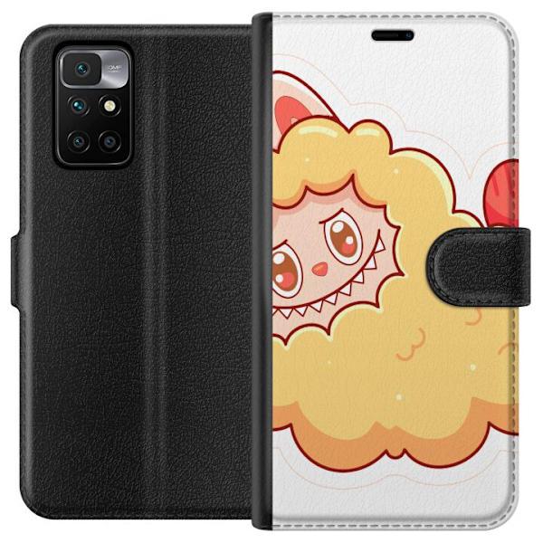 Xiaomi Redmi 10 Plånboksfodral Labubu Tvättbjörn Pop Mart Figur Samlarobjekt Söt Design Populärt Motiv Art Toy Kreativ Figurserie