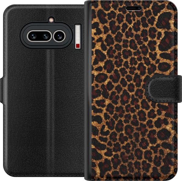 Kompatibelt Lommeboketui til Nothing Phone (4a) Vill leopard brun