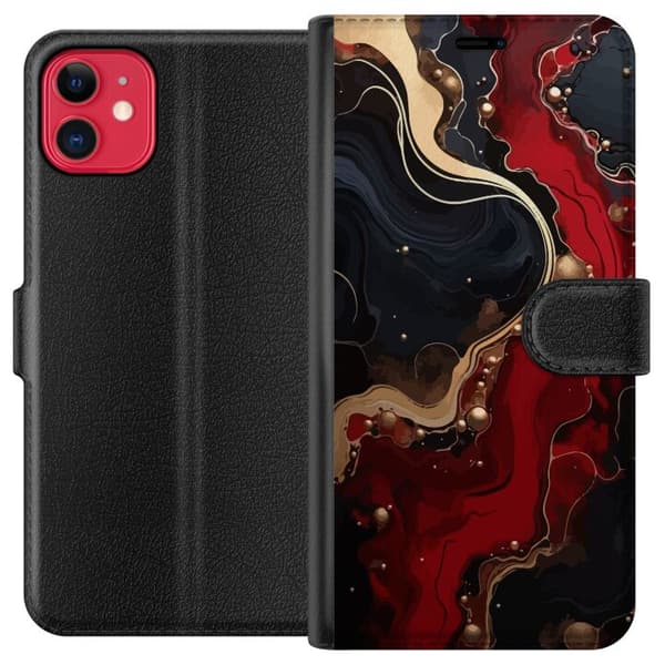 Yhteensopiva Lompakkokotelo Apple iPhone 11 Marmor Punainen