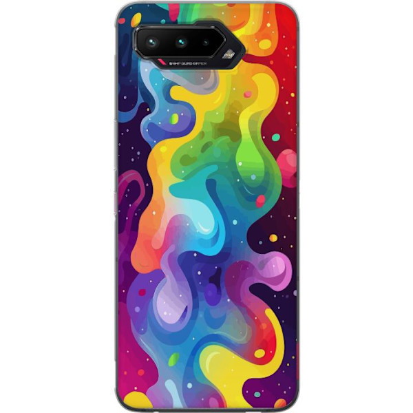 Asus ROG Phone 5 Genomskinligt Skal Color Splash Abstrakt Konst Design Färgstarkt Mönster Modern Populär Väggkonst Grafiskt Trend