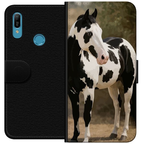 Huawei Y6 (2019) Tegnebogsetui Smuk Hest - elegant illustratio