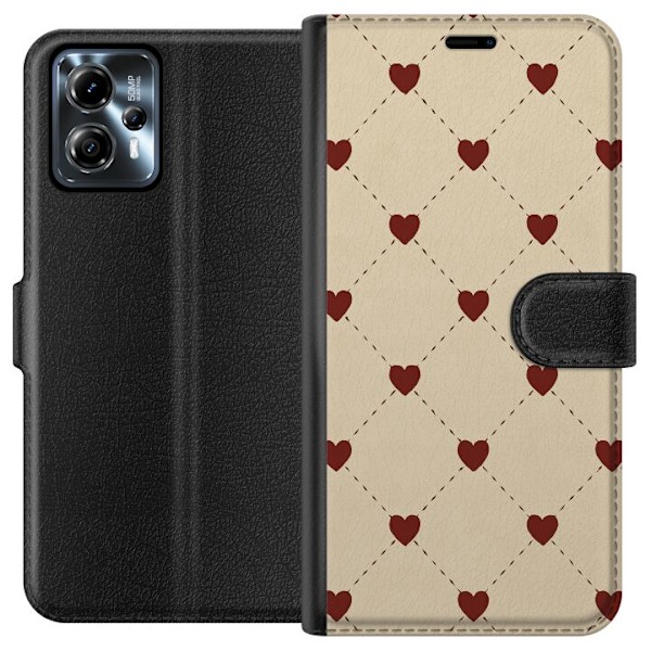 Motorola Moto G13 Lompakkokotelo Sydänverkko