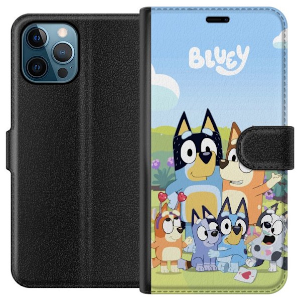 Apple iPhone 12 Pro Max Lommeboketui Bluey mobildeksel med hele familien i fargerikt design