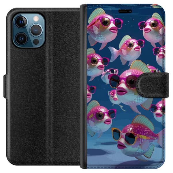 Kompatibelt Lommeboketui til Apple iPhone 12 Pro Max Fiskar med solglasögon blå