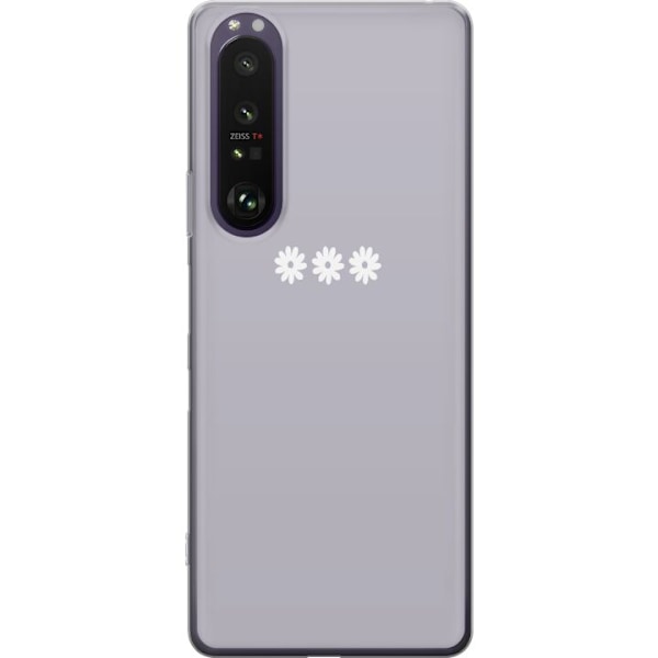 Sony Xperia 1 III Gennemsigtig cover Lilla Blomminimalisme - stilfuldt blomstermotiv på lilla baggrund