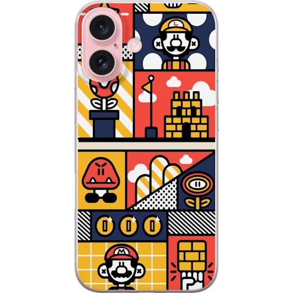 Apple iPhone 16 Gennemsigtig cover Super Mario