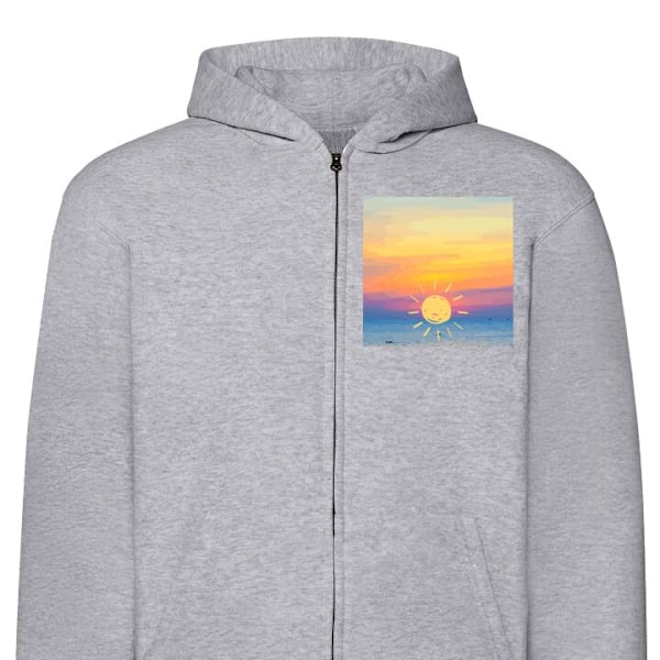Zip-Hoodie | Huvtröja med Dragkedja för Vuxna Solnedgång grå M