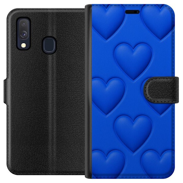 Samsung Galaxy A40 Tegnebogsetui Blå Hjerter