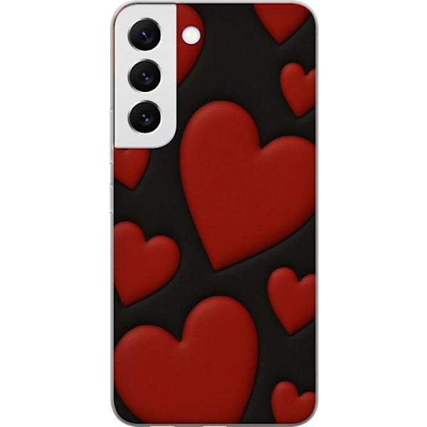 Samsung Galaxy S22 5G Gennemsigtig cover Rød Fløjlshjerter