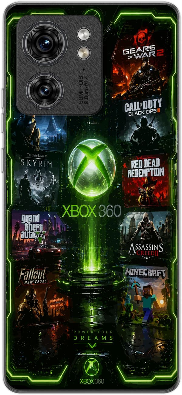 Kompatibelt Mobilskal till Motorola Edge 40 Grönt spelcollage grön