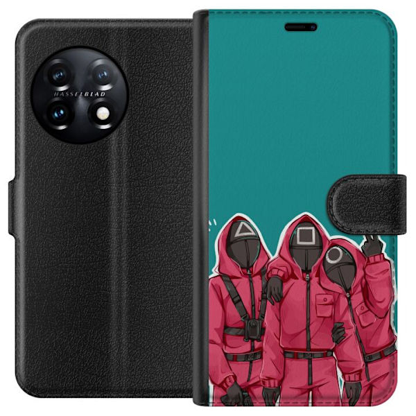 OnePlus 11R Plånboksfodral Squid Game Karaktärer Grafisk Design Seriefigurer Populär TV Motiv Asiatisk Stil Spännande Trend