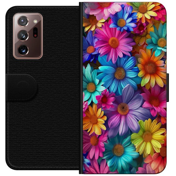 Samsung Galaxy Note20 Ultra Tegnebogsetui Gerbera Blomster Farverigt Dekoration Blomstmotiv Populær Hjemmeindretning Farverig Vægkunst Design