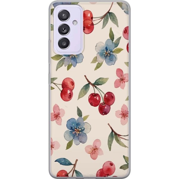 Samsung Galaxy A82 5G Genomskinligt Skal Bär & Blommor – mönster med blå blommor och skogsbär