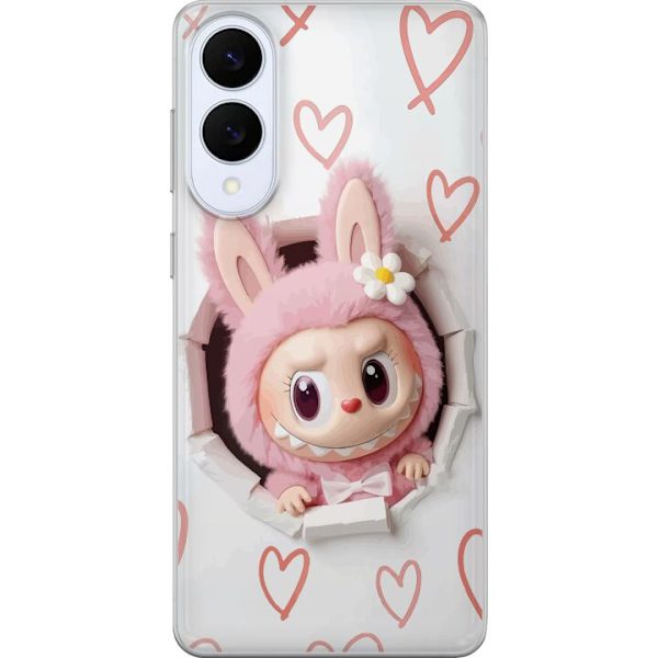 Samsung Galaxy S25 Edge Läpinäkyvä kuori Labubu Sydän Taustakuva Pop Mart Rakkausteema Hahmodesign Suosittu Motiivi Keräilytaideteossarja