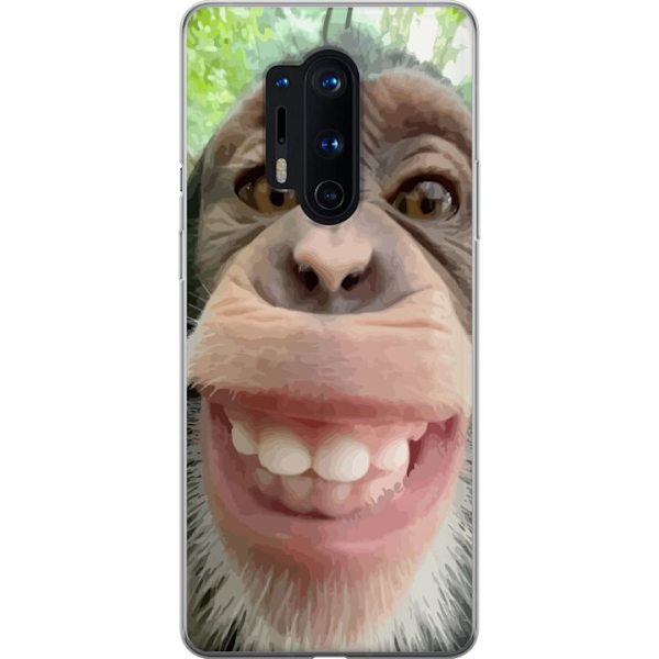 OnePlus 8 Pro Läpinäkyvä kuori Simpanssi Selfie Rauhallinen Graafinen Suunnittelu Apinan Aihe Suosittu Urban Art Tyyli