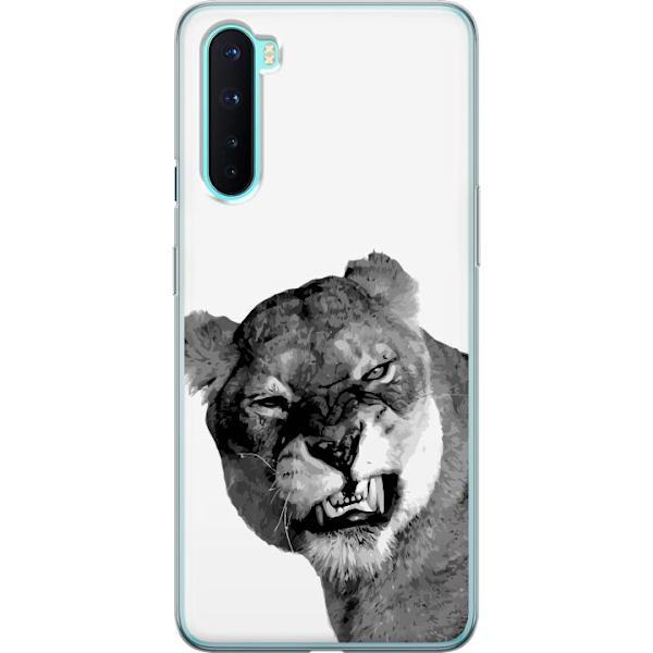 OnePlus Nord Genomskinligt Skal Lejon Konst Artistiskt Djurmotiv Afrikanskt Stil Djungel Känsla Grafiskt Motiv Hemdekor Djurtema