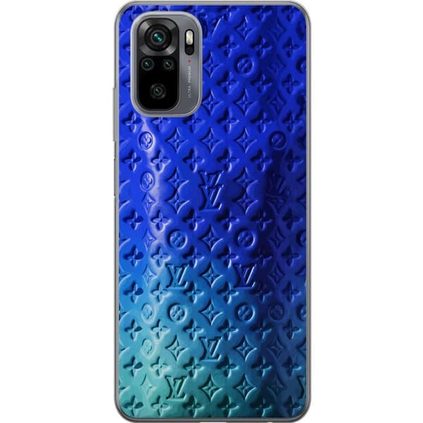 Kompatibelt Mobildeksel til Xiaomi Redmi Note 10 Blått luksuriøst monogrammønster med elegant preget tekstur blå