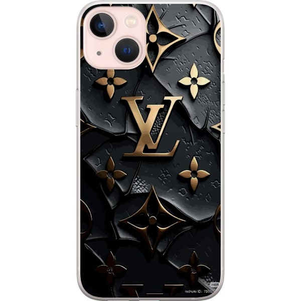 Apple iPhone 13 Genomskinligt Skal Louis Vuitton Dark Mode Design Svart Lyx Stil Fashion Populärt Grafiskt Mönster Modeikon Lyxmärke