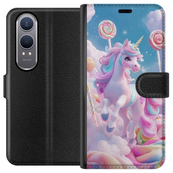 OnePlus Nord CE4 Lite Tegnebogsetui Enhjørning Candy Pastel Kawaii Motiv Sød Populær Farve Grafisk Trend Børne Motiv Fantasy Art