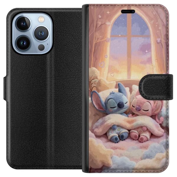 Kompatibelt Plånboksfodral till Apple iPhone 13 Pro Sovande blå och rosa figurer rosa