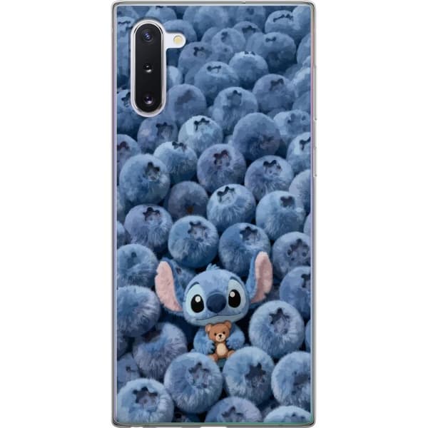 Kompatibelt Mobildeksel til Samsung Galaxy Note10 Søt fluffy blå figur med liten bamse blant myke blåbær blå