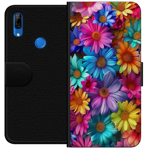 Huawei P Smart Z Lompakkokotelo Gerbera Kukat Värikäs Koriste Kukka Motiivi Suosittu Kotisisustus Väririkas Seinätaide Suunnittelu