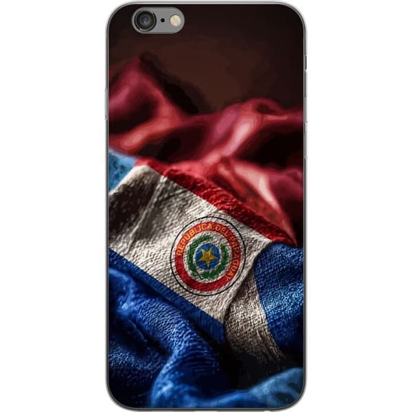 Kompatibelt Mobildeksel til Apple iPhone 6 Plus Paraguays flagg med realistisk stofftekstur og nasjonalt emblem blå