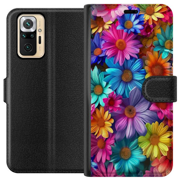 Xiaomi Redmi Note 10 Pro Plånboksfodral Gerbera Blommor Färgglad Dekor Blommotiv Populärt Heminredning Färg Rik Väggkonst Design