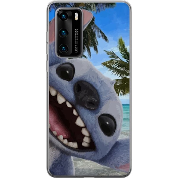 Huawei P40 Gjennomsiktig deksel Stitch mobildeksel med palmer i søtt vennskapsdesign.
