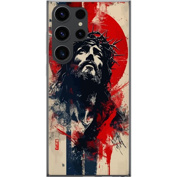 Samsung Galaxy S24 Ultra Läpinäkyvä kuori Jeesus ristillä - kristillinen aihe vahvalla symboliikalla uskosta ja toivosta