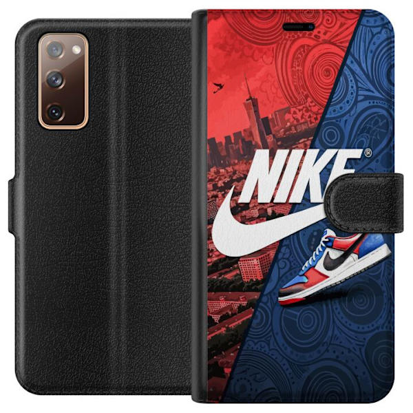 Samsung Galaxy S20 FE Plånboksfodral Nike Logotyp Röd Blå Sneaker Stil Sport Fashion Populärt Swoosh Motiv Träningskläder Grafisk Ikon