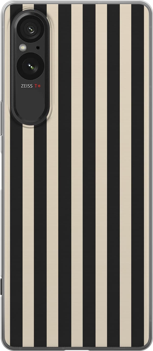 Kompatibel Mobilcover til Sony Xperia 5 V Sortbeige striber sort