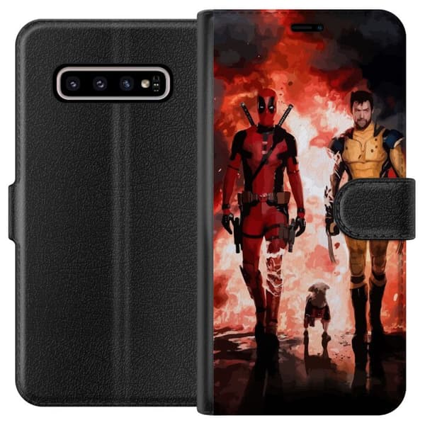 Kompatibelt Lommeboketui til Samsung Galaxy S10+ Wolverine Deadpool