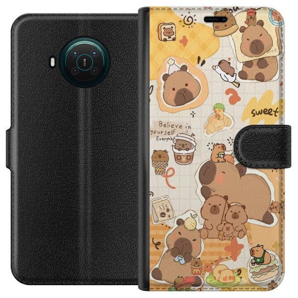 Nokia X10 Tegnebogsetui Kawaii capybara mobilskal med gulliga djurmotiv