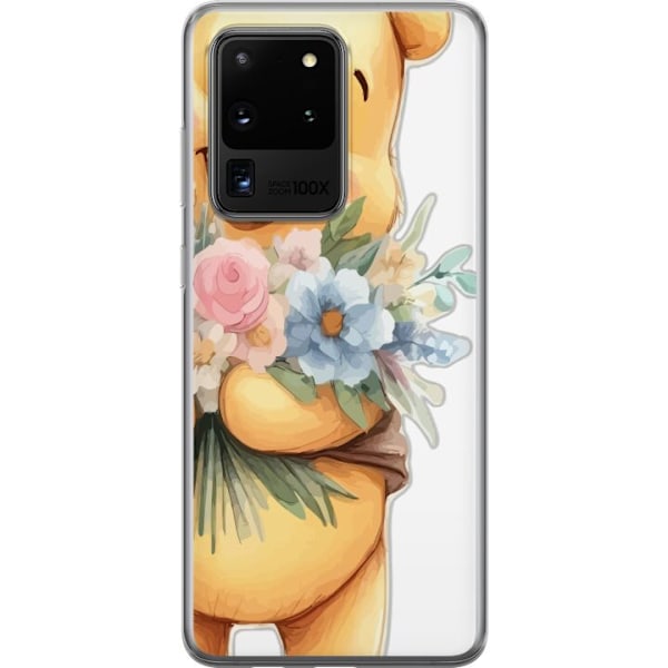Samsung Galaxy S20 Ultra Gennemsigtig cover Nalle Puh med blom
