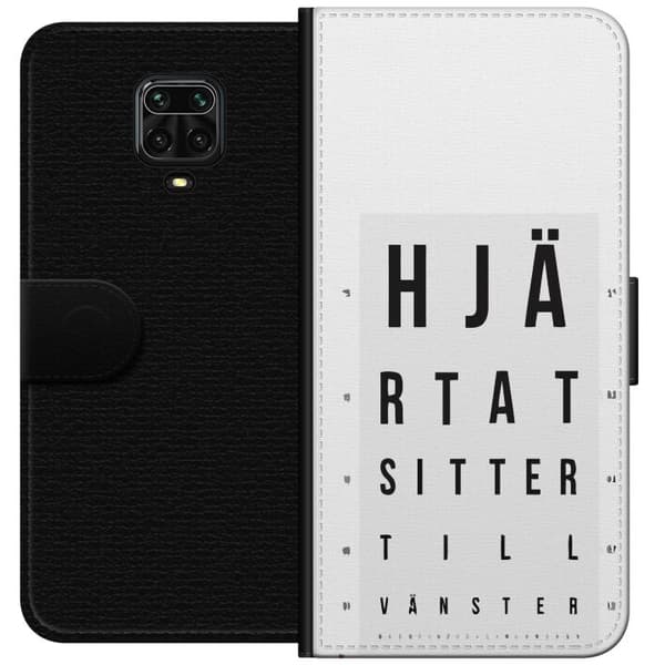 Kompatibelt Plånboksfodral till Xiaomi Redmi Note 9S Hjärntest höger vänster vit