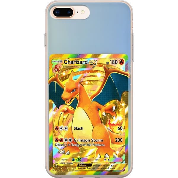 Kompatibelt Mobildeksel til Apple iPhone 7 Plus GyllenCharizard EX samlerkort med regnbueeffekter gull