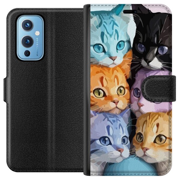 OnePlus 9 Lommeboketui Fargerike Katter