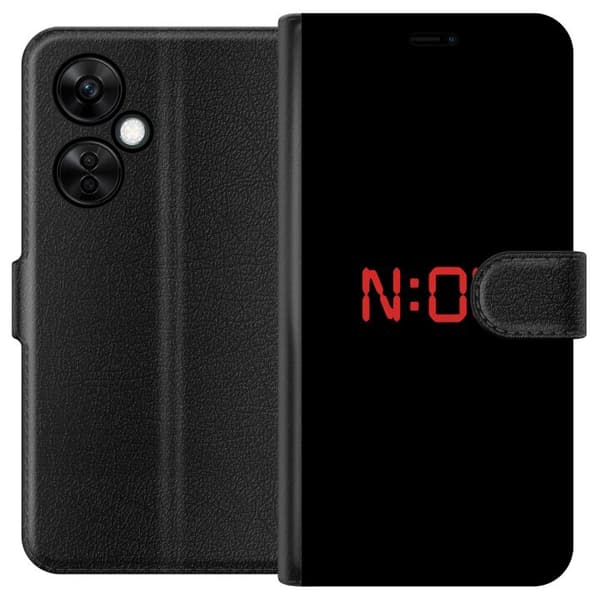 Kompatibel Tegnebogsetui til OnePlus Nord CE3 Rød digital tekst på sort - tekstmotiv i sort og rødt sort