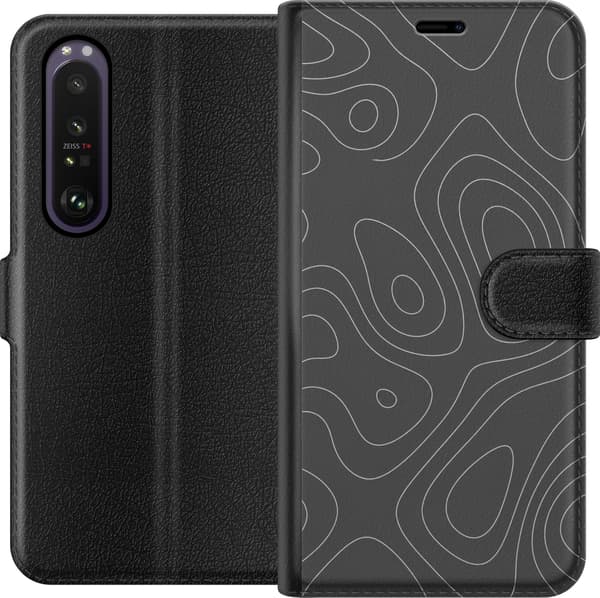 Kompatibelt Lommeboketui til Sony Xperia 1 III Grå kartlinjer grå