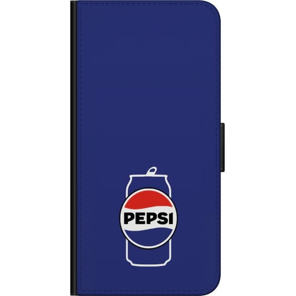 Kompatibel Tegnebogsetui til OnePlus 7 Pro Retro Pepsi dåse på blå baggrund med klassisk logo blå