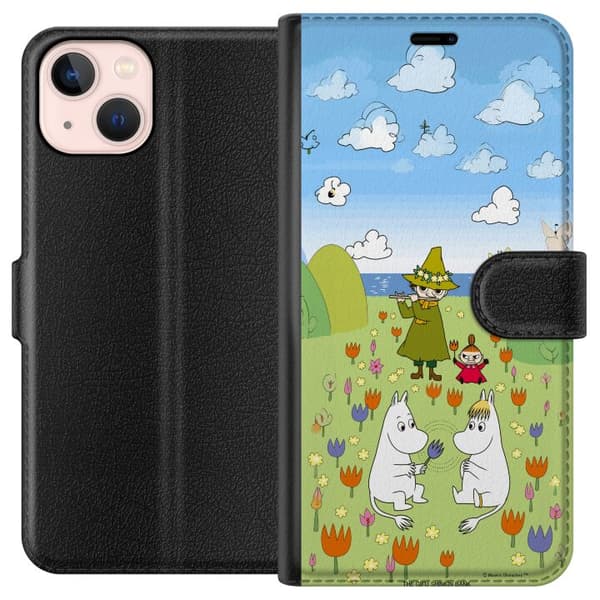 Kompatibel Tegnebogsetui til Apple iPhone 13 Mumin i blomsteräng grøn