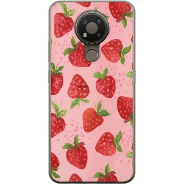 Nokia 3.4 Genomskinligt Skal Strawberry Dreams – jordgubbsmönster i retrostil
