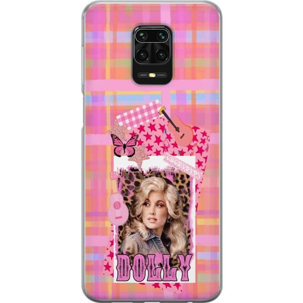 Kompatibelt Mobildeksel til Xiaomi Redmi Note 9S Dolly Parton rosa countrycollage med gitarr rosa