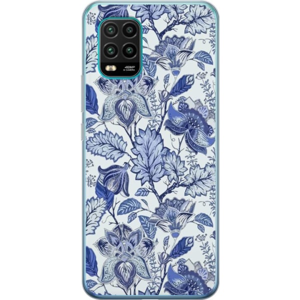 Xiaomi Mi 10 Lite 5G Gennemsigtig cover Blomster Blå...