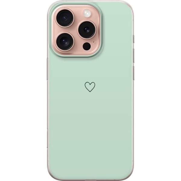 Apple iPhone 16 Pro Läpinäkyvä kuori Sydän Vihreä