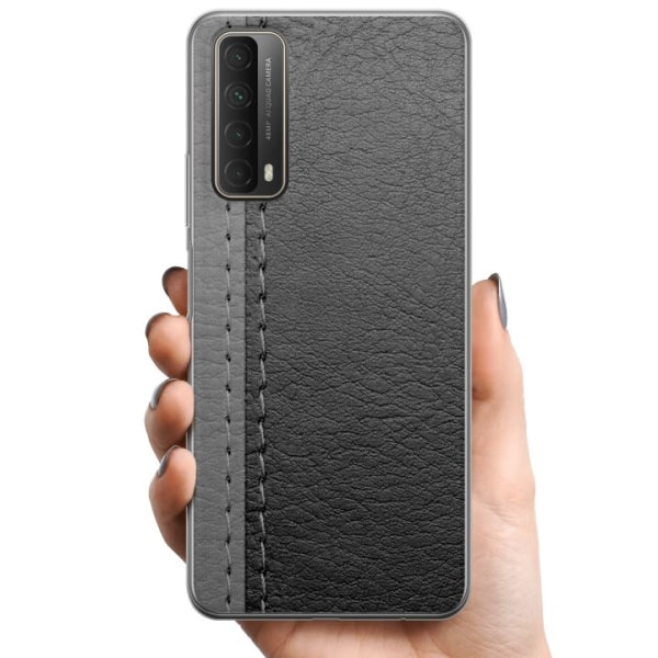 Huawei P smart 2021 TPU Mobilskal Black & Grey Leather